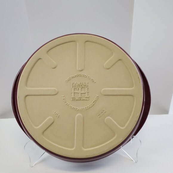 Pampered Chef Family Heritage Stoneware Deep Dish Pie Plate Cranberry 10" - Picture 5 of 6